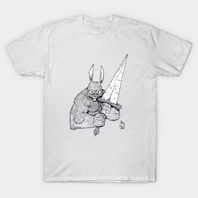 Bunny Warrior b&w T-Shirt by jonathanmor